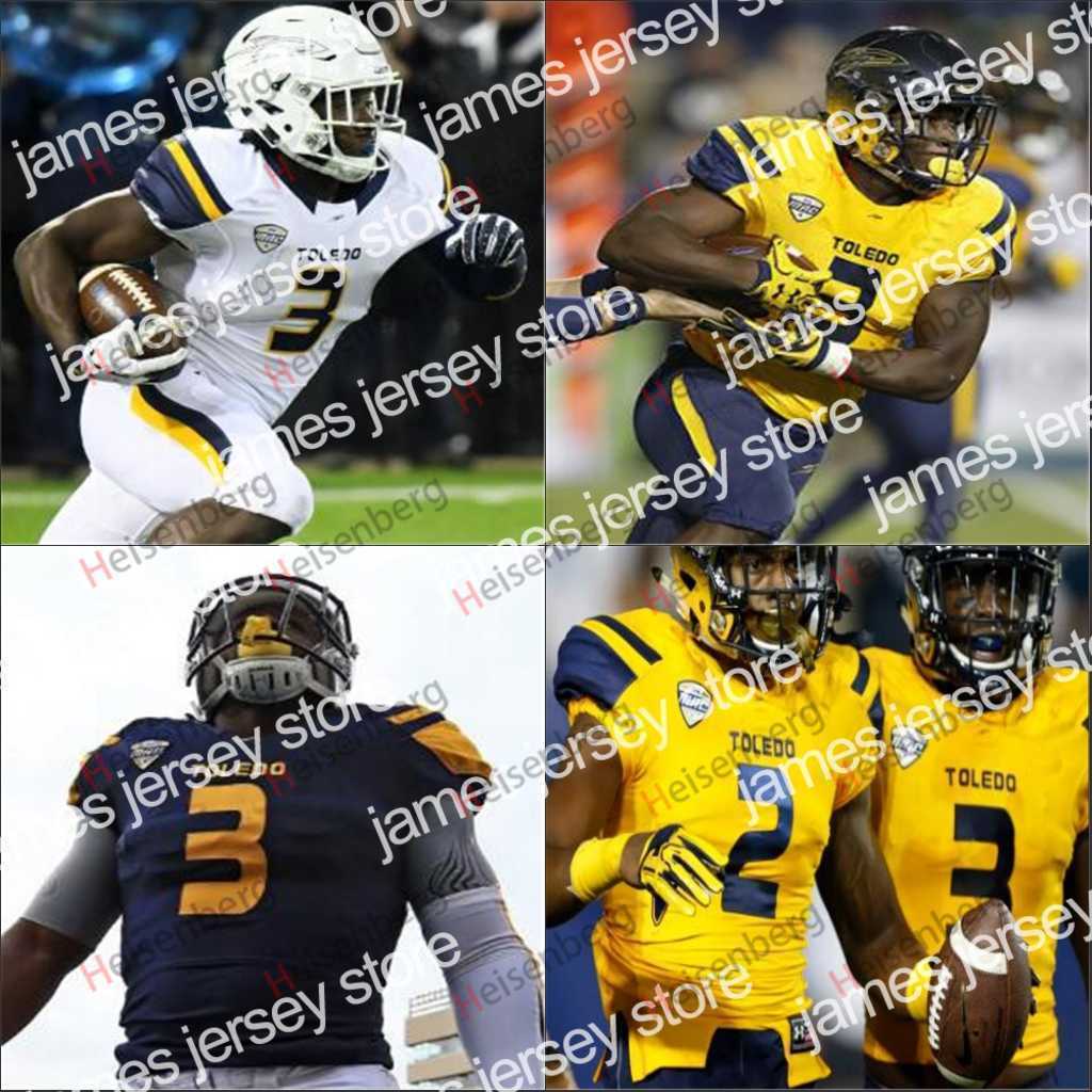 

NEW Jerseys Custom Toledo Football Jersey NCAA College Diontae Johnson Logan Woodside Eli Peters Carter Bradley Sh, White