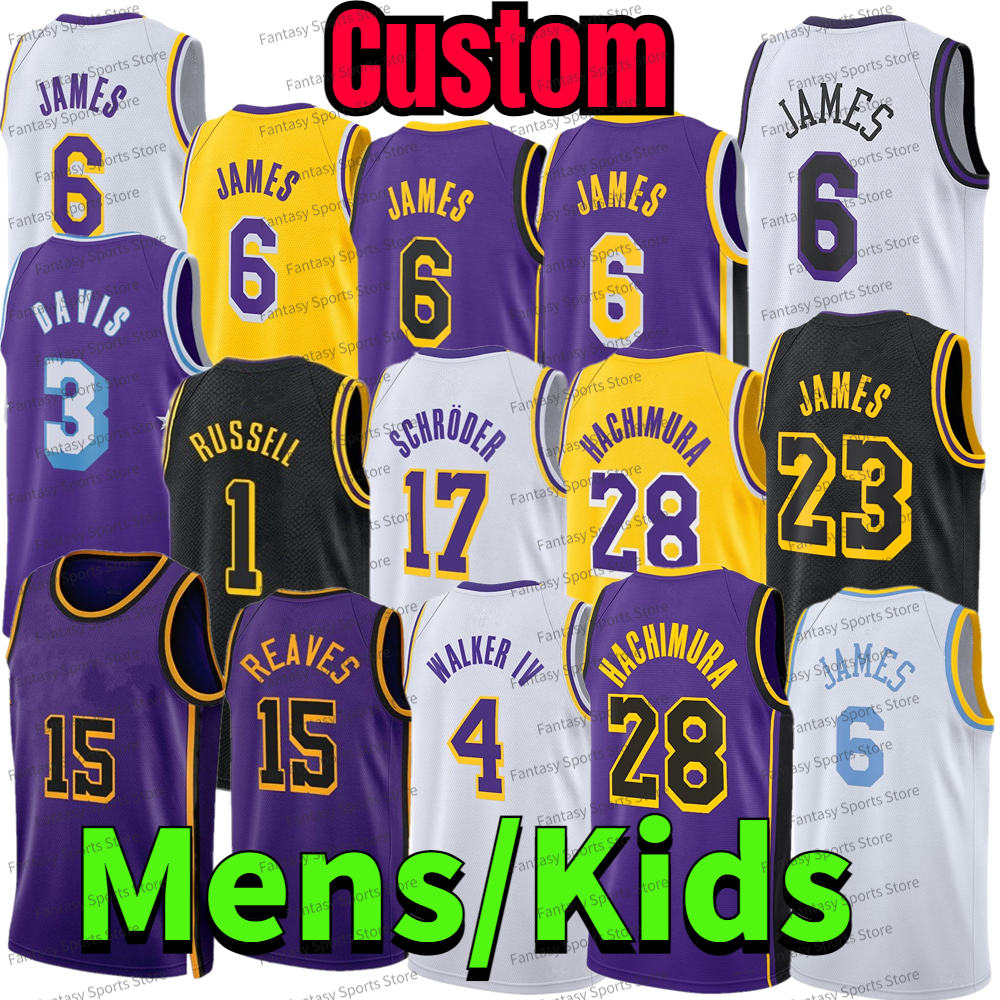 

Men Youth Bryant 6 James Austin 15 Reaves LeBron Russell Anthony 3 Davis Rui Hachimura Vanderbilt White Yellow NO.6 Patch Stitched Basketball Jersey Custom S-XXXL, As picture10