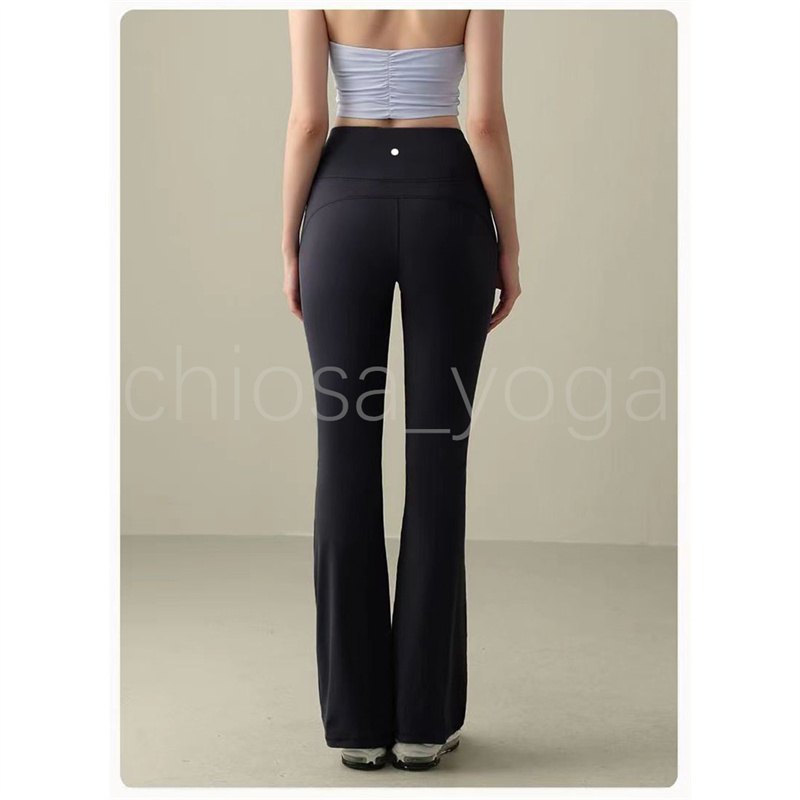 

LU Womens Yoga Pants Long High-Waisted Pants with Pockets Trousers Shows Legs Long Yoga Fitness Net Red Fashion Clothing fitness Exercise pants, Navy black