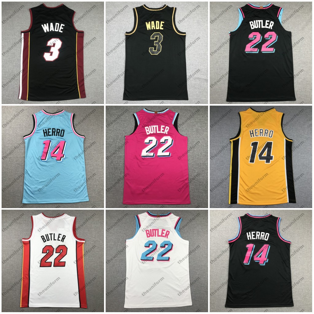 

Men' 3 Wade Basketball Jersey 22 Butler 14 Herro Sports Jerseys, Color 1