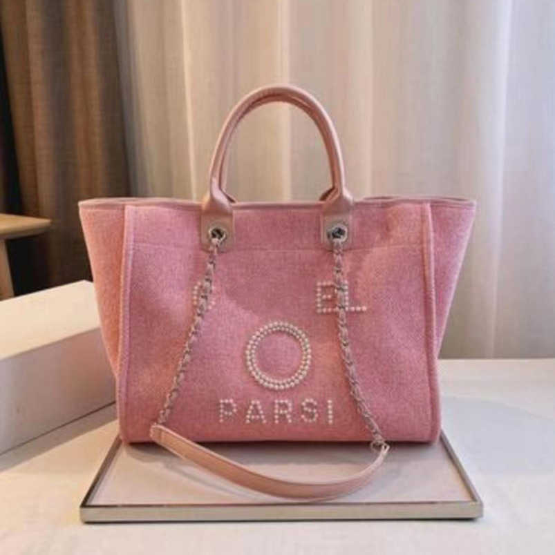 

Women's Fashion CH Luxury Hand Bags Embroidered Brand Handbag Female Pearl Beach Bag Big Shopping Small Backpacks Canvas Chain Backpack Evening Handbags Ir38