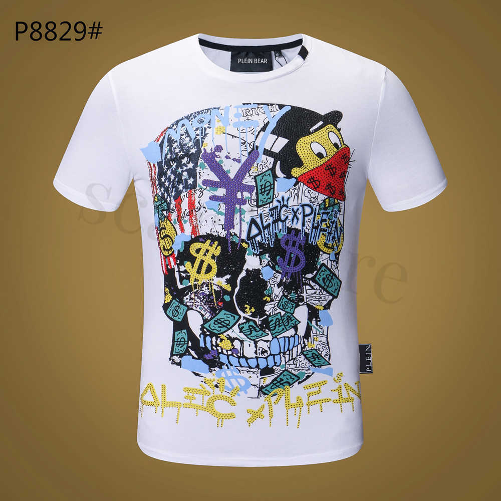 

PLEIN BEAR T SHIRT Mens Designer Tshirts Brand Clothing Rhinestone Skull Men T-shirts Classical High Quality Hip Hop Streetwear Tshirt Casual Top Tees PB 11452, Black