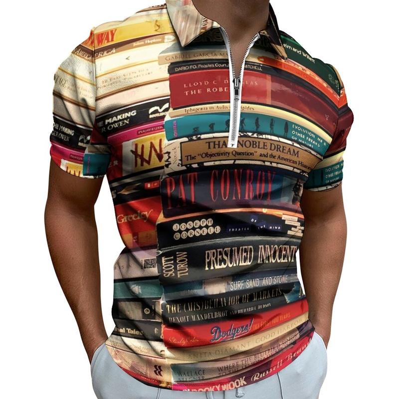 

Men's Polos Books Library Polo Shirts Bookshelf Print Casual Shirt Summer Streetwear Mens Short Sleeve Turn-down Collar Design T-shirts 16Z9JJ, Style-1