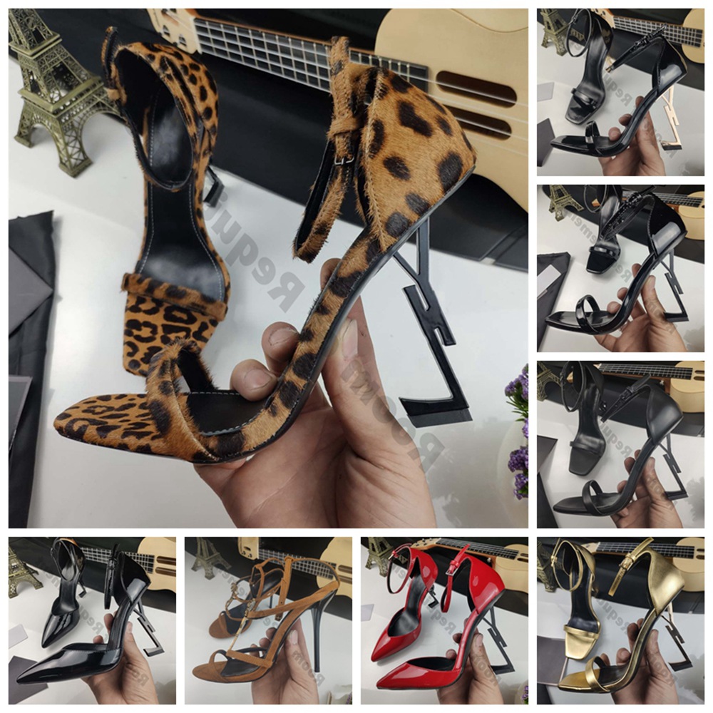 

2023 dress Shoes Gold silver black 10cm Metal heel pumps high heels CASSANDRA OPYUM AMBER banquet stilettos sandals shine open toe fine tip sexy women's summer shoe