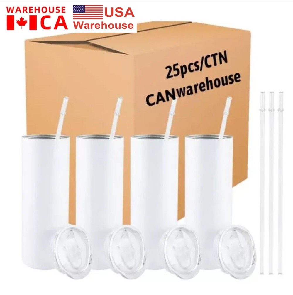 

CA USA STOCKED 20oz Sublimation Blanks Mugs Insulated Tumblers Lid Straw Stainless Steel Coffee Termos Cup Fast Delivery