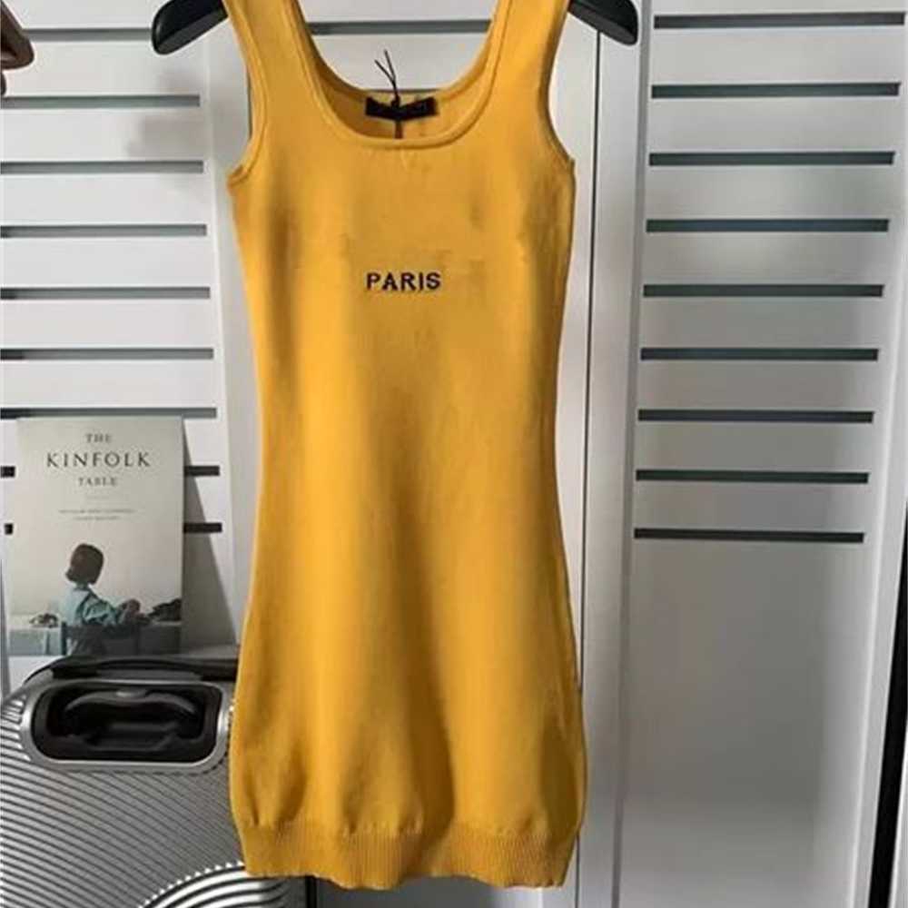 

Knit Dress for Woman Long T shirt Black Girl Womens Designer Clothing Summer Casual Lady Bodycon Sleeveless Cotton Knitwear Letter Slim Fit Sexy Fashion HSL7, Red