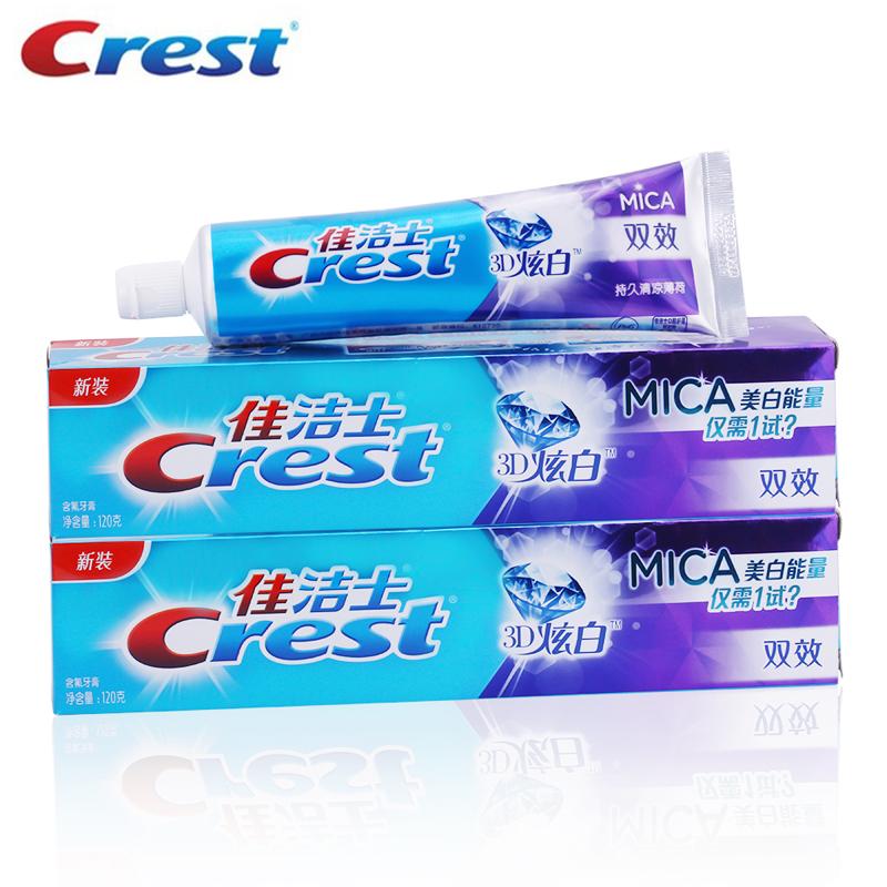 

Toothpaste Crest 3D White Mica DoubleEffect Toothpaste Fluoride Whitening Toothpastes Long Lasting Mint Flavor Toothpaste 120g*2 pcs