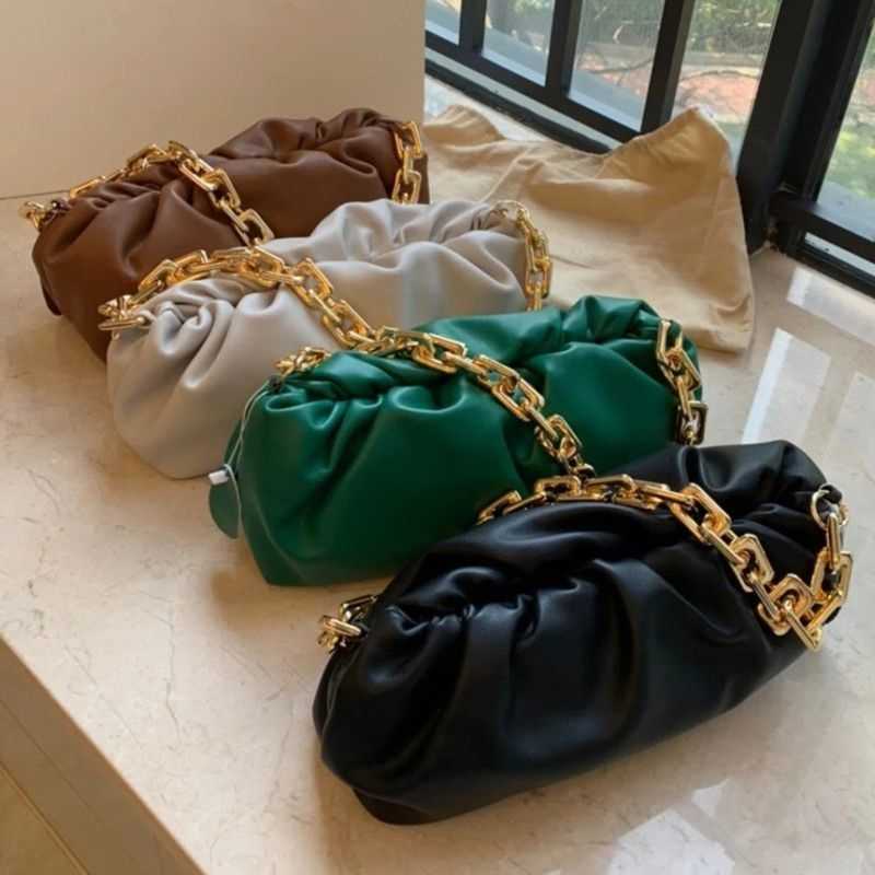 

Bottegas Bags Luxury Bags Veneta Bag 2023 New Fashion Thick Chain Cloud Bag Leather Bag for Women's Portable Shoulder Underarm Bag for Women, Caramel