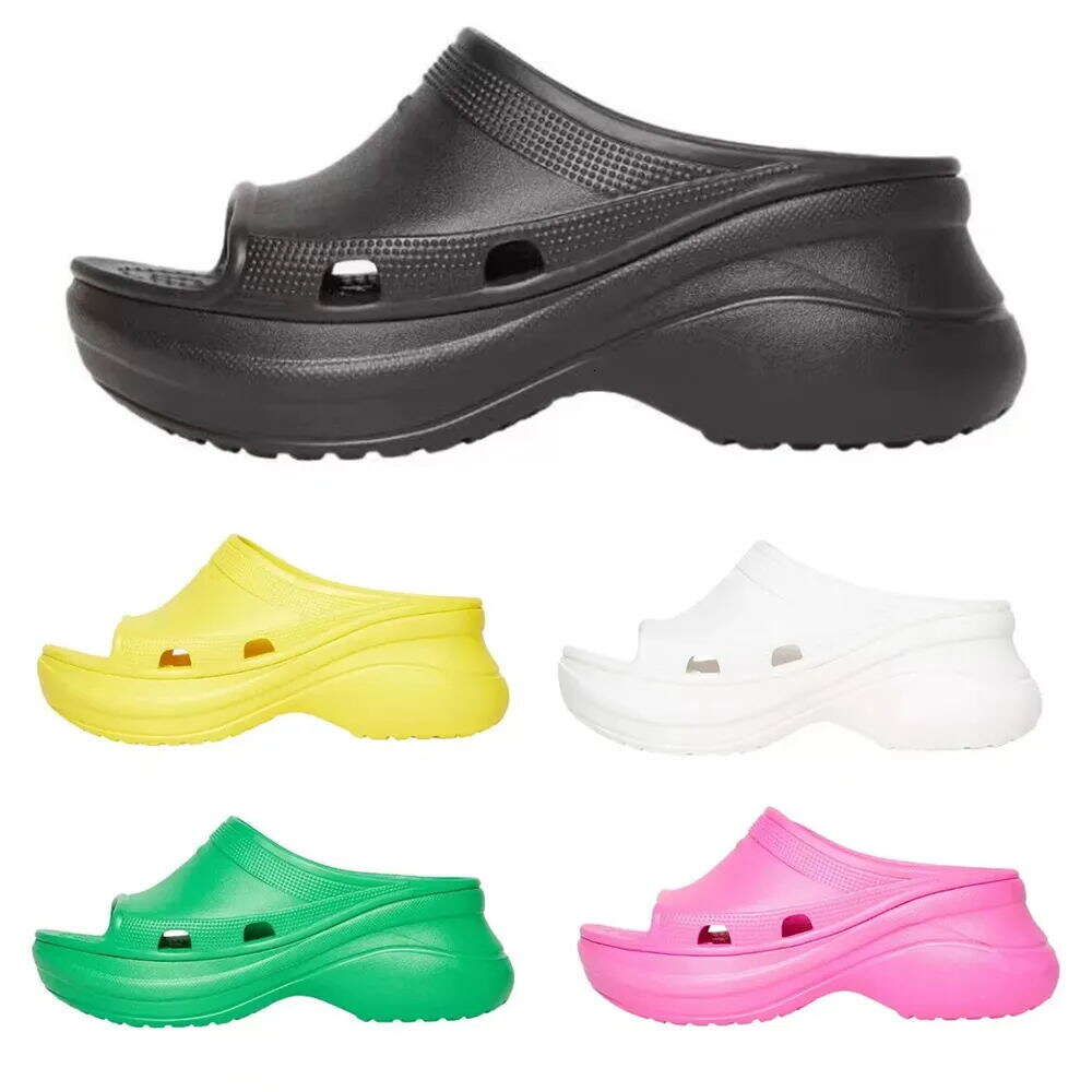 

2023 Pool slippers Slide sandals women Slippers slipper Paris Rubber platform slides shoes black bright pink white sneakers luxury mens womens summer beach Sandal, # 1