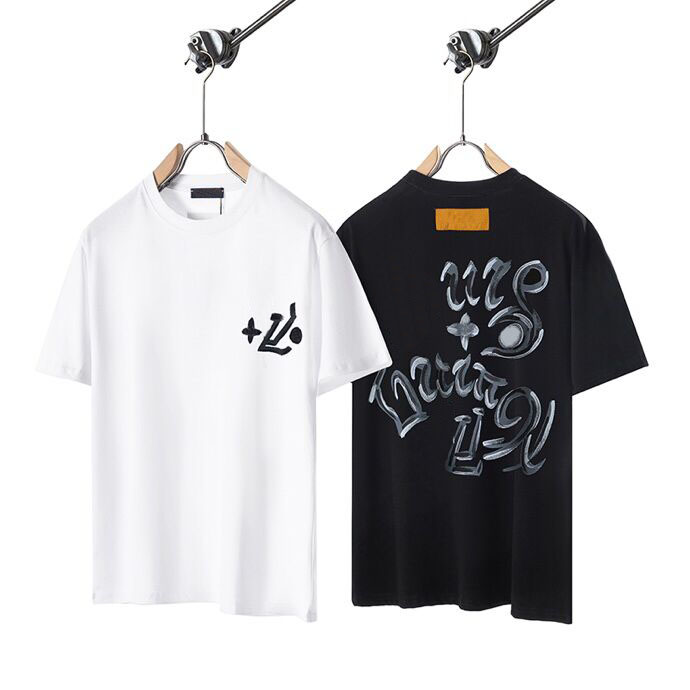 

Men's Plus Tees & Polos Street trend short sleeve men's T shirt high street shirt unisex T shirt round neck letter print student sweatshirt j387a8, White