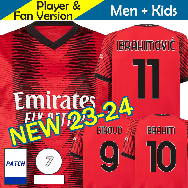 

Ac MilAns 23/24 Soccer Jerseys Football Shirt 2023 2024 Maglia MiLAno Kids Kit Home Maglie da Calcio Training Away 3rd 4th Fan Player Version IBRAHIMOVIC GIROUD BRAHIM, 09-10 home ls