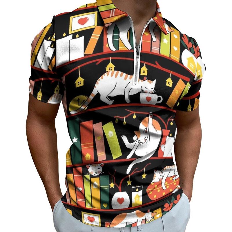 

Men's Polos Books Library Polo Shirts Bookshelf Print Casual Shirt Summer Streetwear Mens Short Sleeve Turn-down Collar Design T-shirts 1LKM9, Style-9