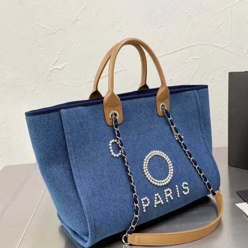 

Beach Women's CH Luxury Bag Brand Hand Bags Embroidered Handbag Female Pearl Big Shopping Small Backpacks Designers Canvas Chain Backpack Evening Handbags Bbcr