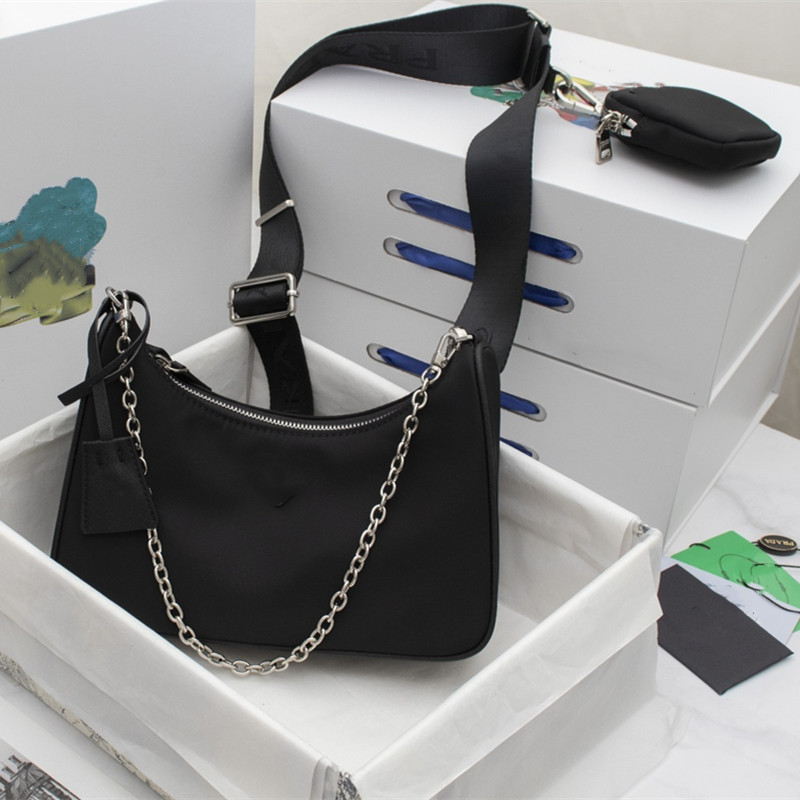 Designer Cleo Re Edition 2000 2005 Nylon Leather Bag Women Hobo 3 Piece Set Armpit Underarm Crossbody Handbag Shoulder Luxury Fashion Handbags Ba