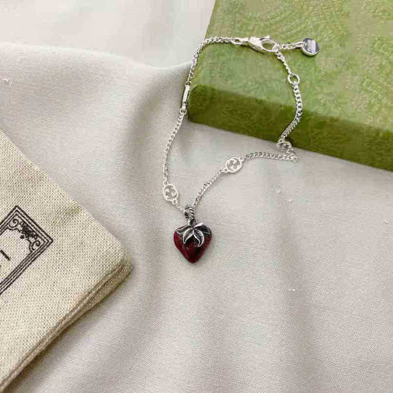 

60% off designer jewelry necklace ring High version drop glue Strawberry women's doubles chain bracelet boutique Earrings Trend