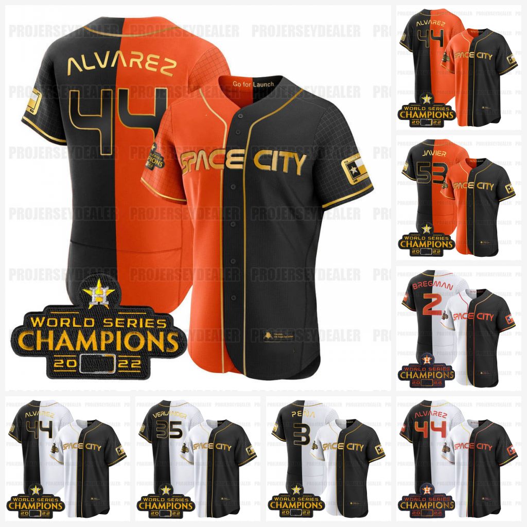 

Astros Alex Bregman 2023 space city champions Gold Split Baseball jersey Houston Jeremy Pena Altuve Kyle Tucker Justin Verlander Yordan Alvarez Cristian Javier, Spilt2flex youth s-xl
