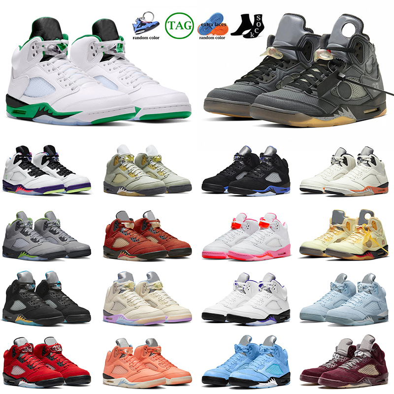 

2023 Lucky Green Jumpman 5 Basketball Shoes 5s Sports Big Size 13 DJ Khaled x Top 3 UNC Aqua White Concord Muslin Easter Sail Off Noir Men Woomen Jordens OG Sneaker, D11 top 3 40-47