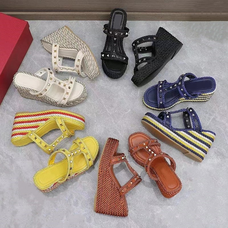 

High Heel Slippers Women's Genuine Leather Sexy the lazy Slippers Open Toe Mules Summer Walk Holiday Casual Slippers 35-42 size Wedge Slippers, White 2