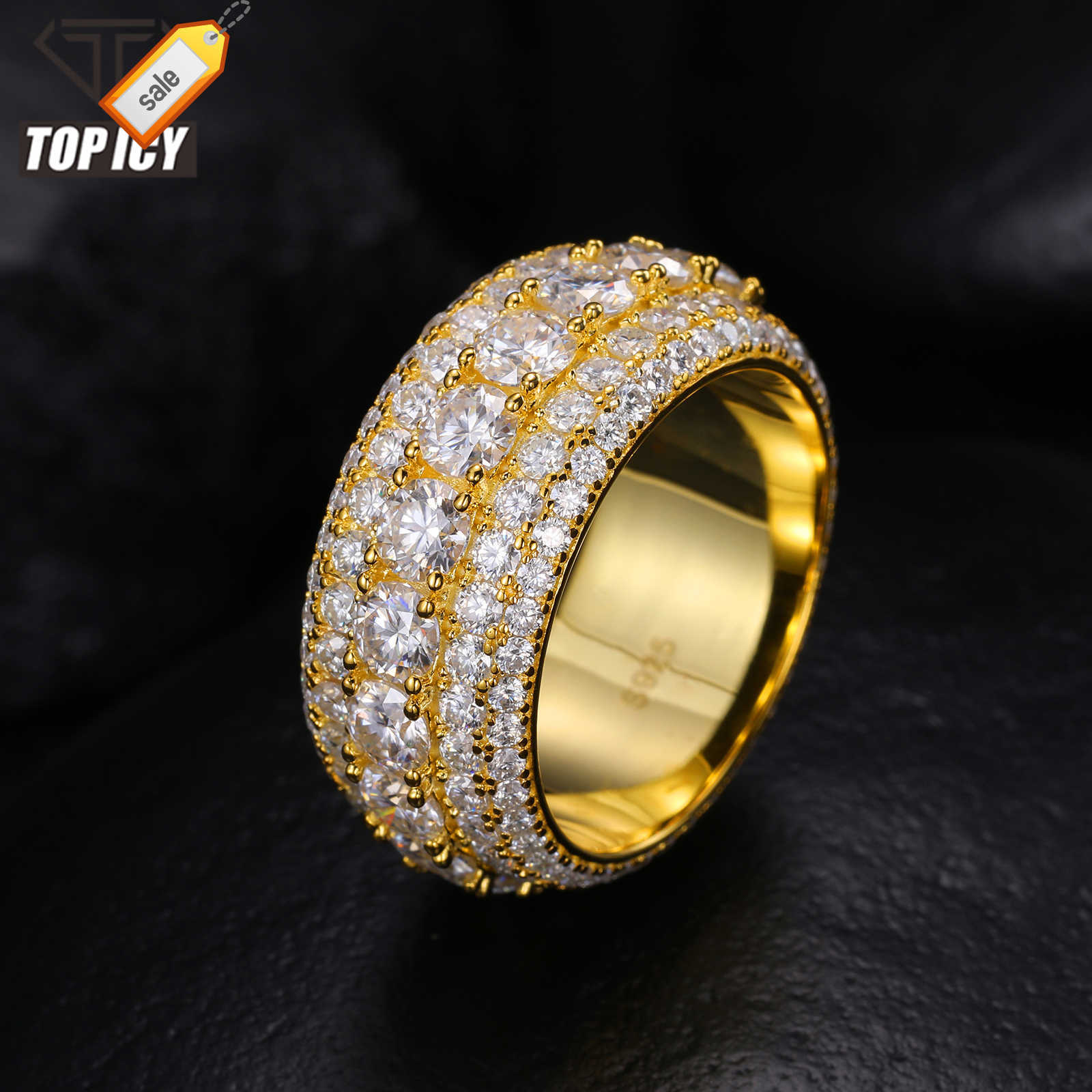 

Luxury 5 Rows Moissanite Ring Pass Diamond Tester 925 Sterling Silver Shiny Fashion Jewelry Rings Moissanite Ring Men