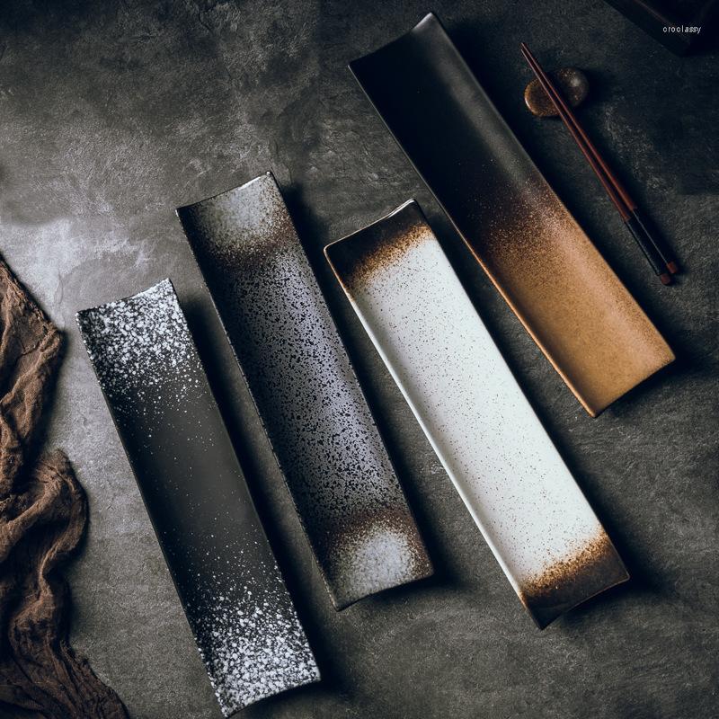 

Plates Japanese-style Long Plate Creative Rectangular Sushi Black Simple Restaurant Tableware Supplies