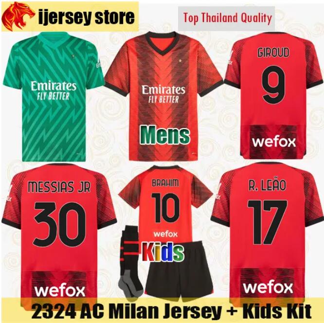 

23 24 AC Soccer Jerseys IBRAHIMOVIC MILANs 2023 2024 BRAHIM GIROUD TONALI Maglia REBIC LEAO THEO MESSIAS JR Football Shirt MAIGNAN Goalkeeper Mens Jersey Kids Kit