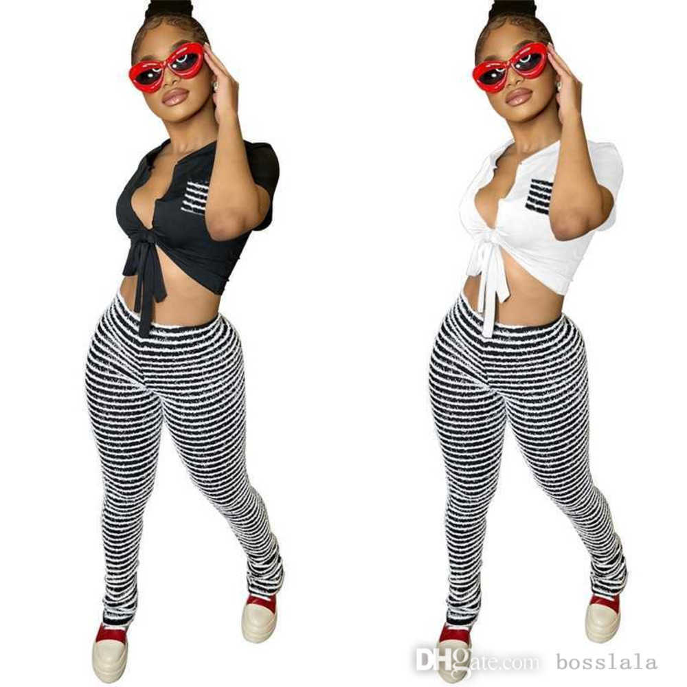 

Designer Womens Tracksuits Summer Sexy Striped Pants Short Sleeve T-shirt Outfits Ladies Two Piece Set Jogging Suits, White6