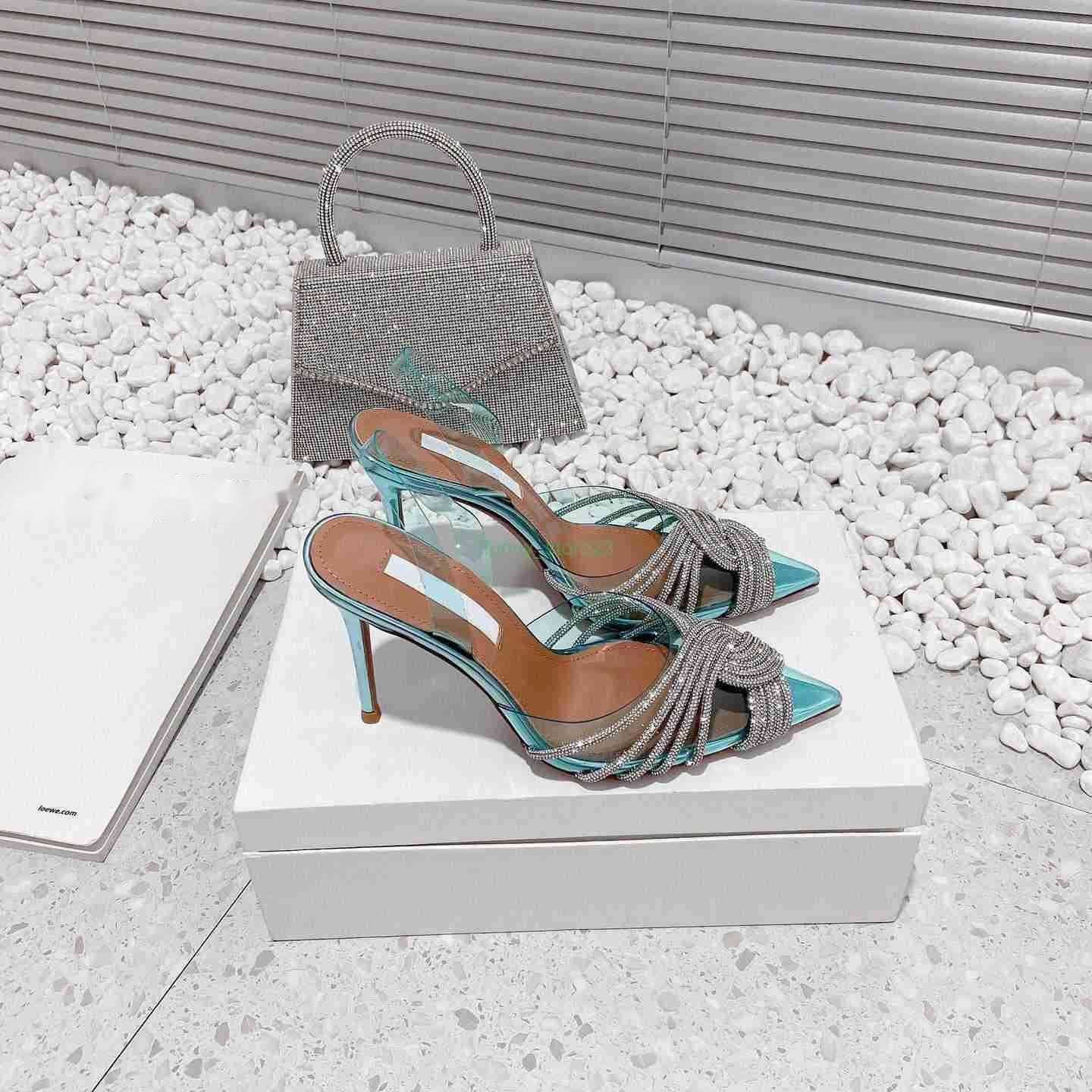 

Dress Evening Shoes Stiletto Heels Luxurys Designers Rhinestone Crystal-embellished Sandals Pumps High Heels Shoes100mm Spool Slingbacks Women, Rose red