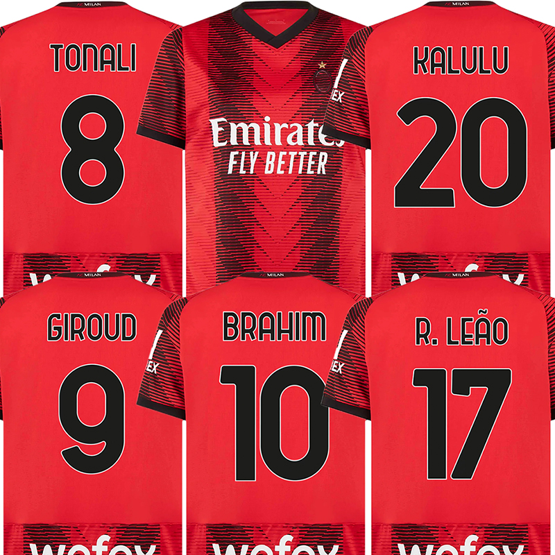 

23 24 soccer jerseys AC Milans TOMORI KALULU IBRAHIMOVIC TONALI LEAO DE KETELAERE football shirt SAELEMAEKERS MESSIAS JR 2023 2024, 22-23 4th