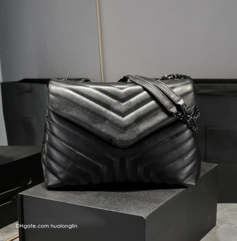 

Designer Handbag Woman Women Bag Shoulder bags purse Chain bags handbags lady cross body messenger fashion luxury, Black-gold 20cm