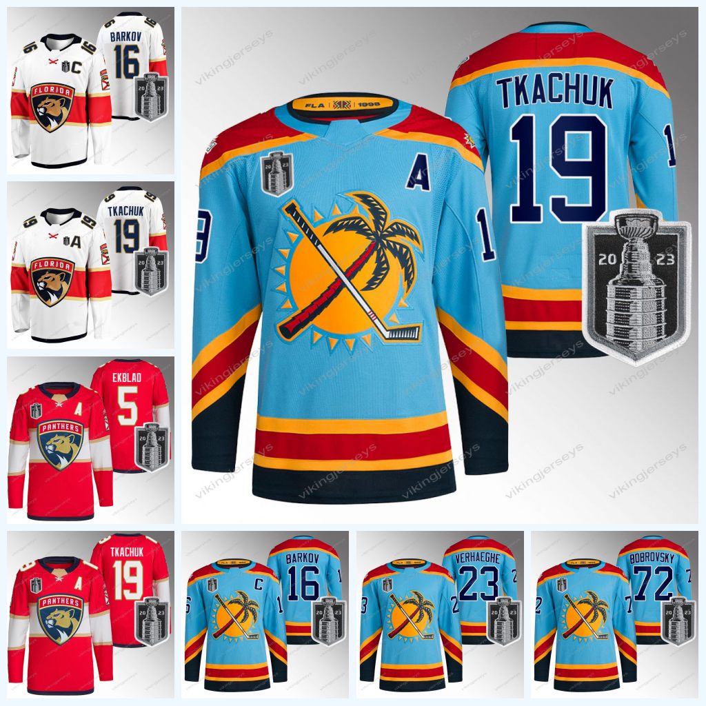 

Florida Panthers 2023 Stanley Cup Hockey Jersey Matthew Tkachuk Nick Cousins Aleksander Barkov Carter Verhaeghe Sam Reinhart Colin White Ekblad Sergei Bobrovsky, Red