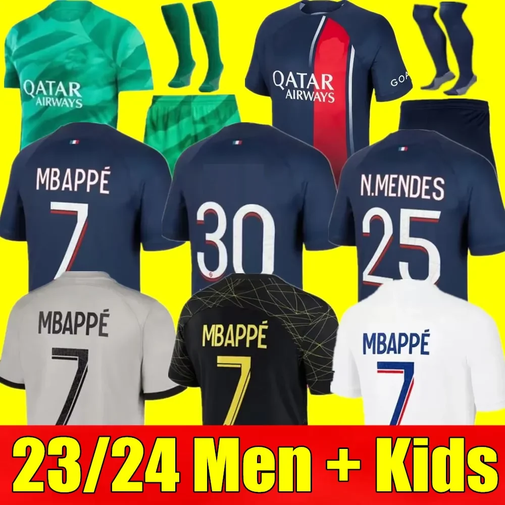 

New 23 24 MBAPPE HAKIMI soccer jerseys Vitinha N.Mendes Maillots de football 2023 2024 MARQUINHOS VERRATTI psgs Men Women kids kit shirt uniforms home Fabian Sanches, 22/23 adult away
