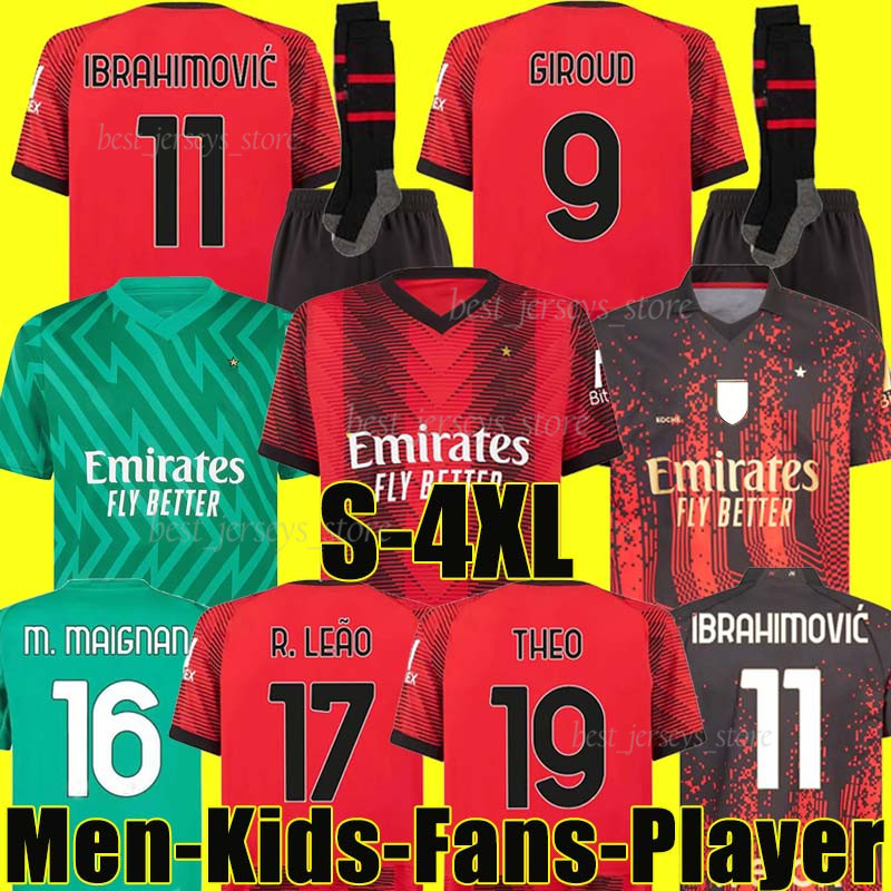 

4XL 23/24 IBRAHIMOVIC KOCHE Home Gold Soccer Jerseys 2023 2024 GIROUD TONALI THEO R.LEAO ROMAGNOLI S.CASTILLEJO KESSIE SAELEMAEKERS Men Kids Kits sock sets fans palyer, 22-23 koche fourth