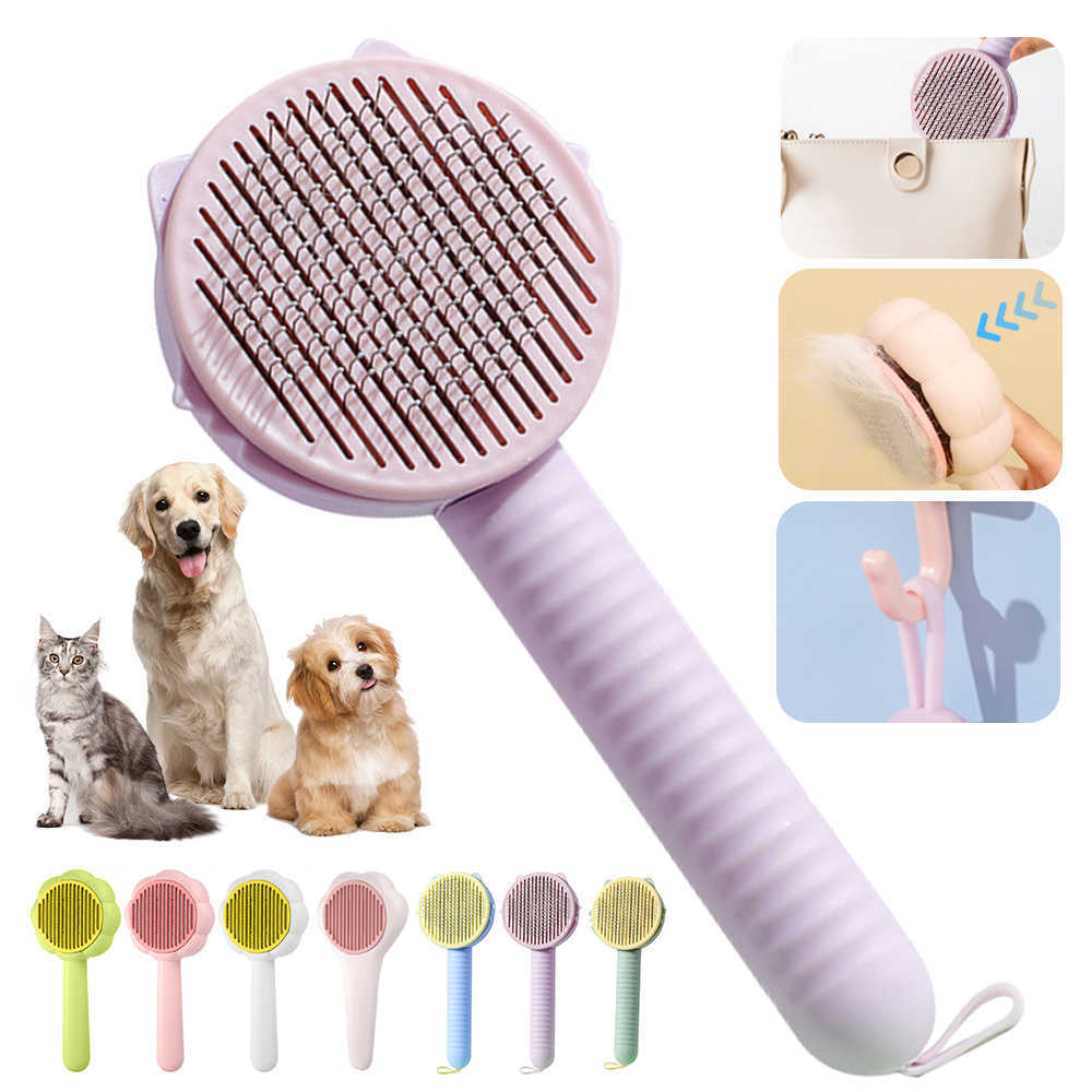 

Lint Rollers Brushes Pets Comb Dog Hair Cat Double Sided Self Cleaning Cat Grooming Fur Knot Hair Removal Grooming Brush With Hair Removal Button Z0601