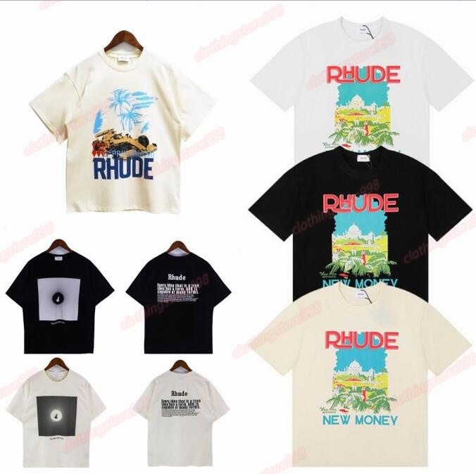 

Rhude Tshirt Designer Mens Women Man Tshirts Clothing Graphic Tees Pattern Tops Summer Short Sleeve Tshirt Hip Hop Letters Graffiti Print Loose shirts Causal Tee, E111