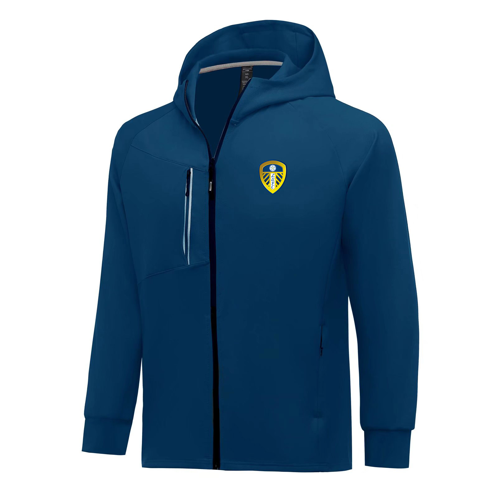 

Leeds United F.C. Men's Jackets Autumn warm coat outdoor jogging hooded sweatshirt soccer fan jacket, Blue