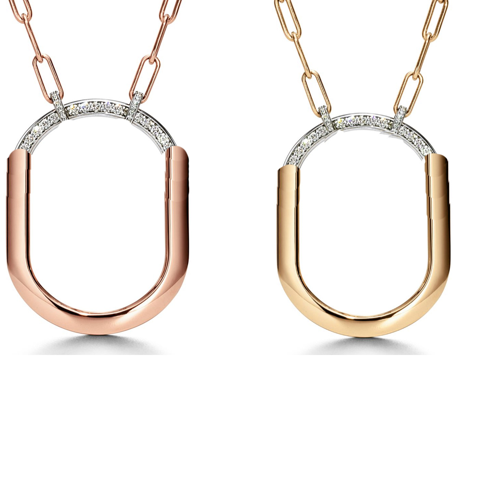 

luxury fashion lock U necklace designer for women with diamonds rose gold titanium steel jewelry never fade not allergic wedding gift