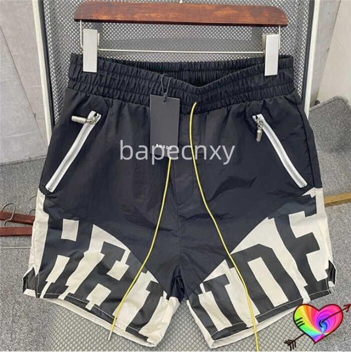 

Black Rhude Mesh Shorts Men Women 1 1 Quality Pill Zip Pockets Slightly Oversize Premium Nylon Flight Breeches 8rgm HJ01, Custowe2
