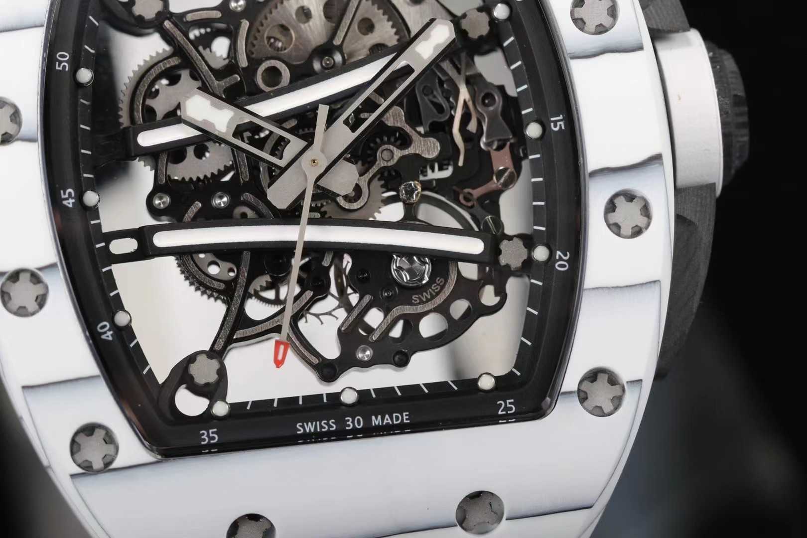 

RM061-01 SUPERCLONE Flywheel Luxury Mens Mechanics Watch Richa Milles Wristwatch Business Leisure Rm61 Multifunctional Automatic Machine Fine Steel Case M1TQ, Black