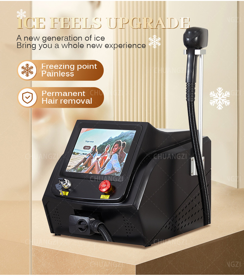 

2023 New 808 diode l-aser hair removal machine Ice Platinum 3 Wavelength Diode Laser Hair Removal Machine 755 808 1064 hair removal machine