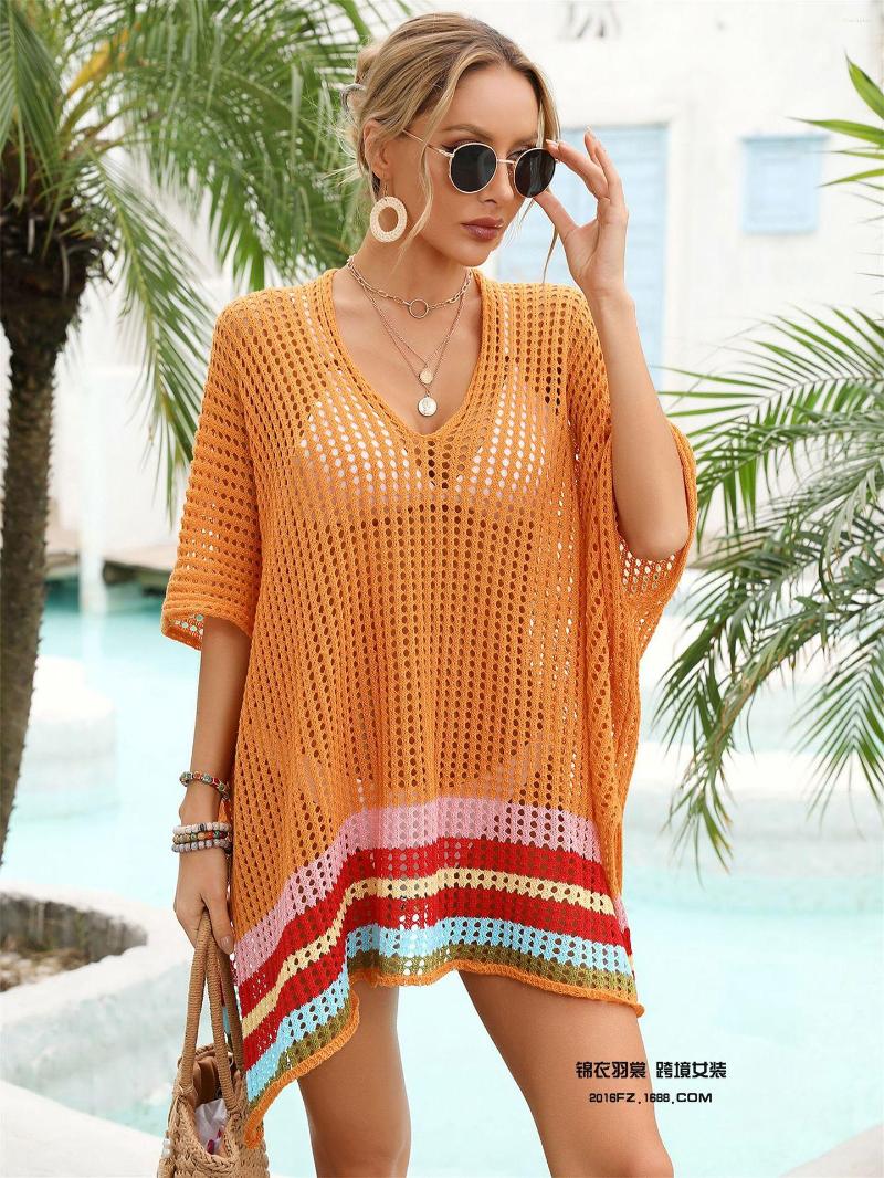 

Women's Swimwear Women Casual V-Neck Bikini Cover Summer Sexy Beachwear Cover-ups Down Sleep Beach Dress, White
