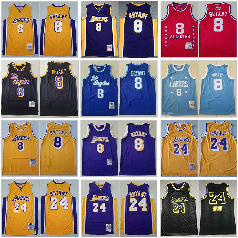 

Stitched Retro Basketball Jerseys 8 24 Bean Bryant The Black Mamba Jersey Mitchell Ness Hardaway Hardwood Yellow Blue Purple Men mens Vintage, Colour 14