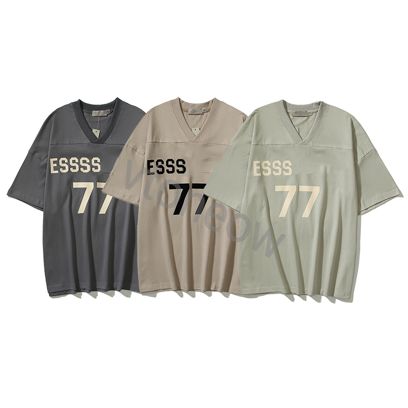 

High quality Men' T-Shirts Designer essen flocked 77 letter men' and women' V-neck FOG short sleeved fears T-shirt, The same as original