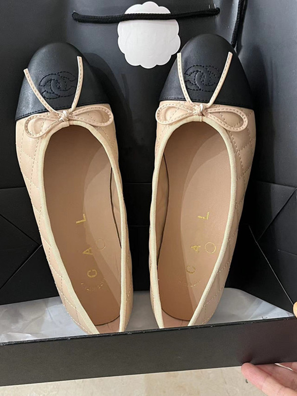 

Paris Luxury Designer Shoes Ballet Flat Shoes Women's 2C Channel Brand Shoes Quilted Leather Ballet Shoes Bowknot Round Head Women's Formal Leather Shoes Dress Shoes C, Logo c h a n e l high quality