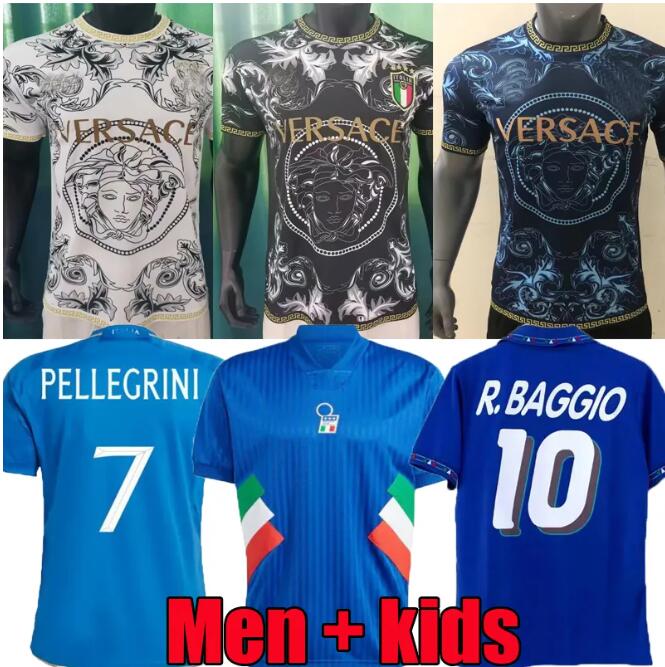

Italys soccer jerseys 2023 2024 Italian jersey SCAMACCA IMMOBILE CHIESA 1990 94 96 23 24 football shirts RASPADORI JORGINHO BARELLA FRATTESI Maglia italiana