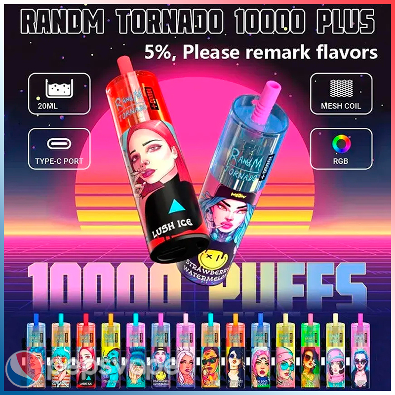 

Original RandM Tornado 10000 Plus Disposable Vape Pen E Cigarette 1000mah Rechargeable Battery Airflow Control Mesh Coil 10K 20ml Prefilled Pod 14 Flavors Fast Send