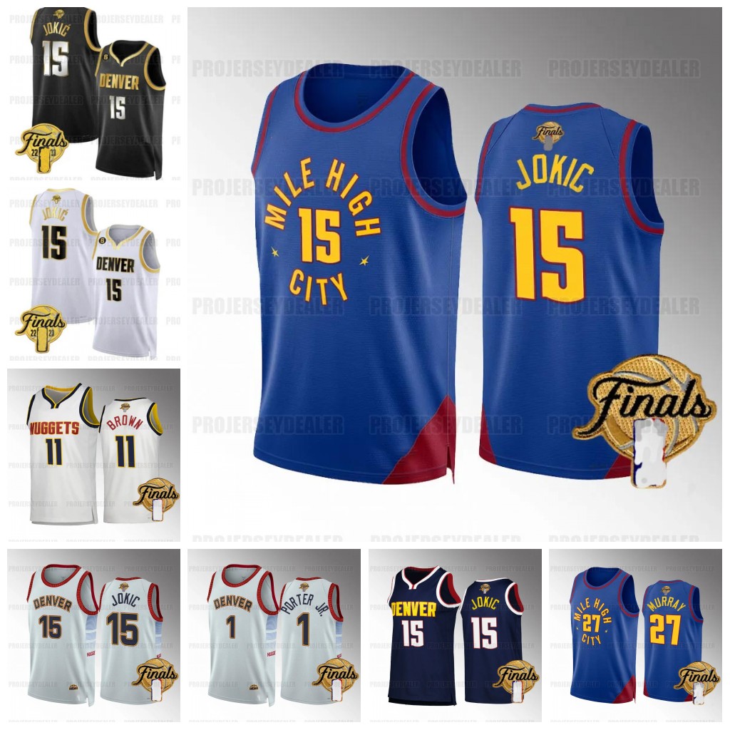 

Nugget 15 Jokic 2023 Finals Baksetball Jerseys Denvers Jamal 27 Murray Bruce 11 Brown Michael Porter Jr. Kentavious 5 Caldwell-Pope 32 Green 50 Gordon Jersey, Reverse retro