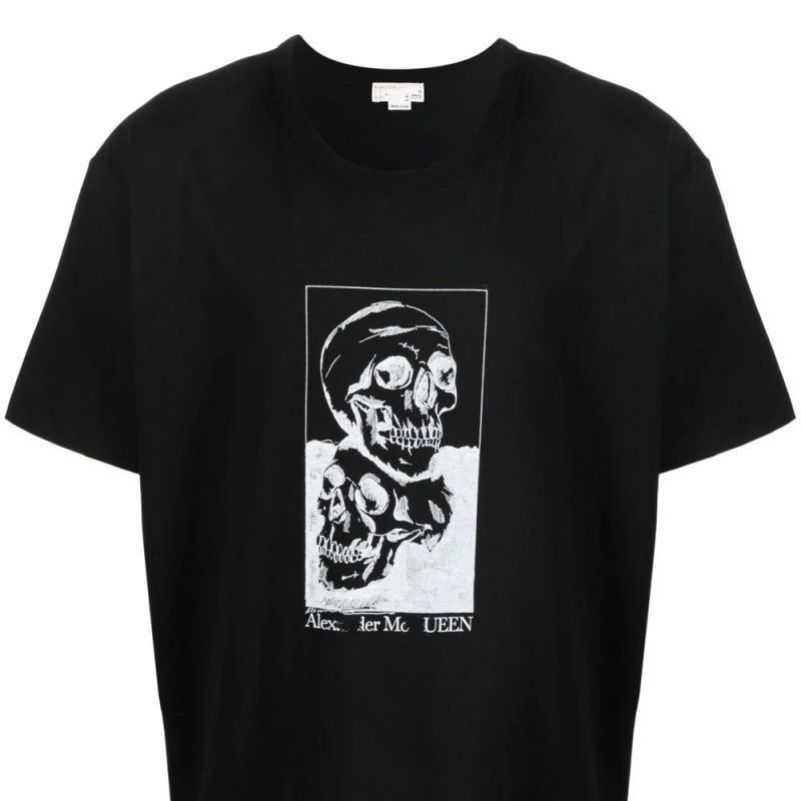 

Mens t shirts Letter Print T Shirts luxury Fashion Designer Summer High Quality Top Alexanders Mcqueen White and black human skeleton Short Sleeve kp7, 17
