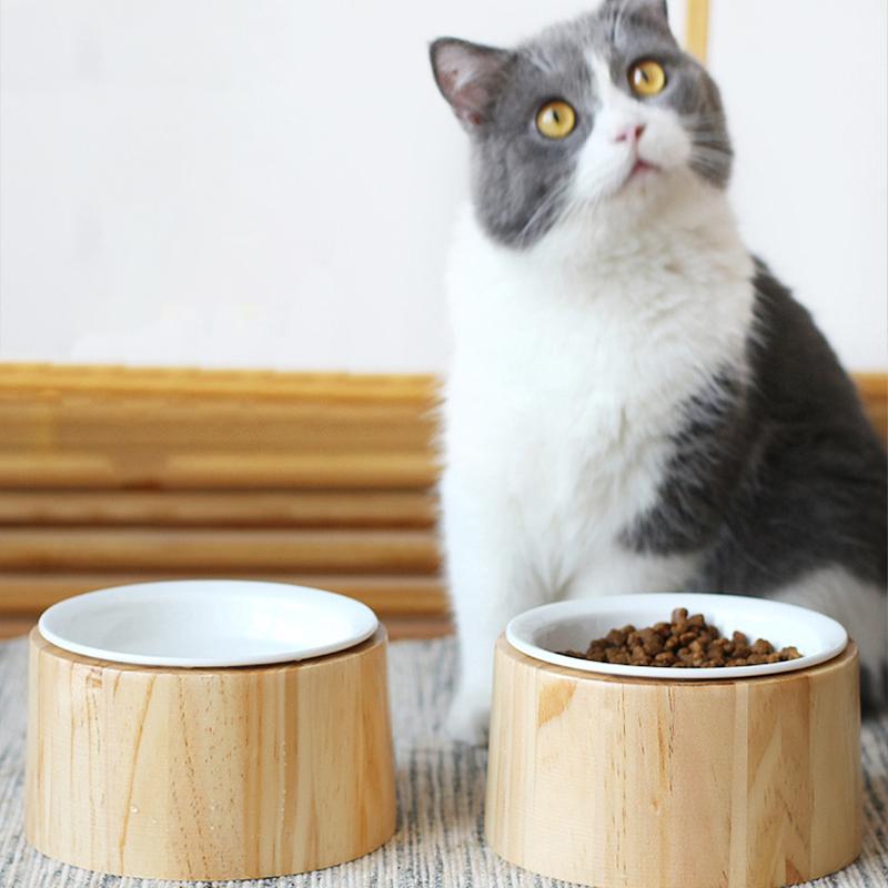 

Feeders Ceramic Bamboo Wood Pet Bowl for Cat and Small Dog Feeder Stand Dog Bowls for Food or Water Perfect for Cat Pet Stand Water Bowl
