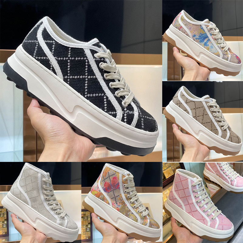 

Designer Casual Shoes Italy low-cut 1977 high top Women Letter Sneaker Beige Ebony Canvas Tennis Shoe Luxury Fabric Trims thick-soled Shoes