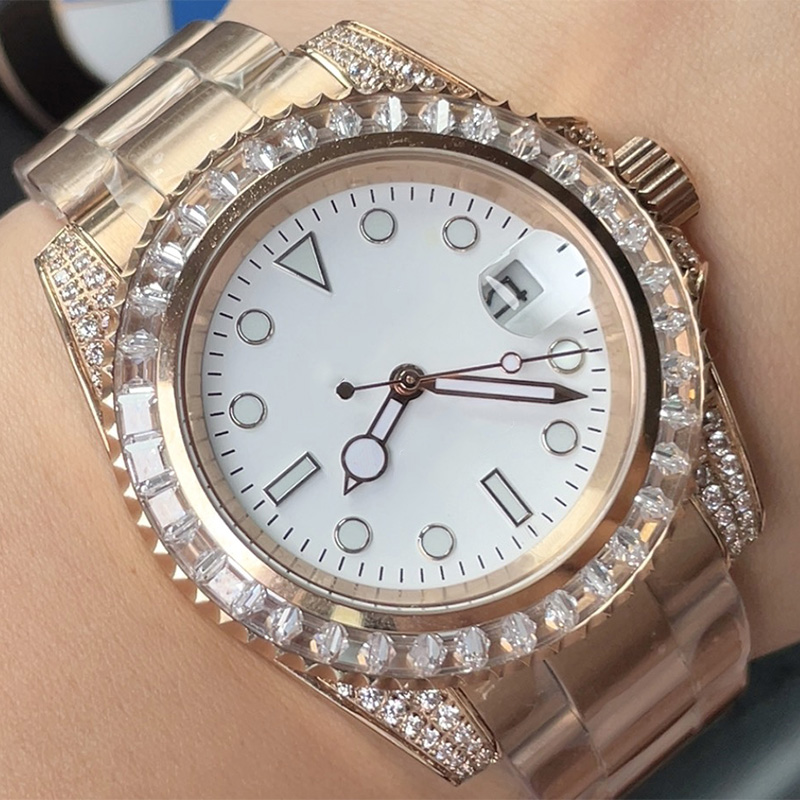 

diamond watch mens watch Rose gold wristwatch Automatic Movement Waterproof 40mm Stainless Steel Strap fashion wristwatches, Color1